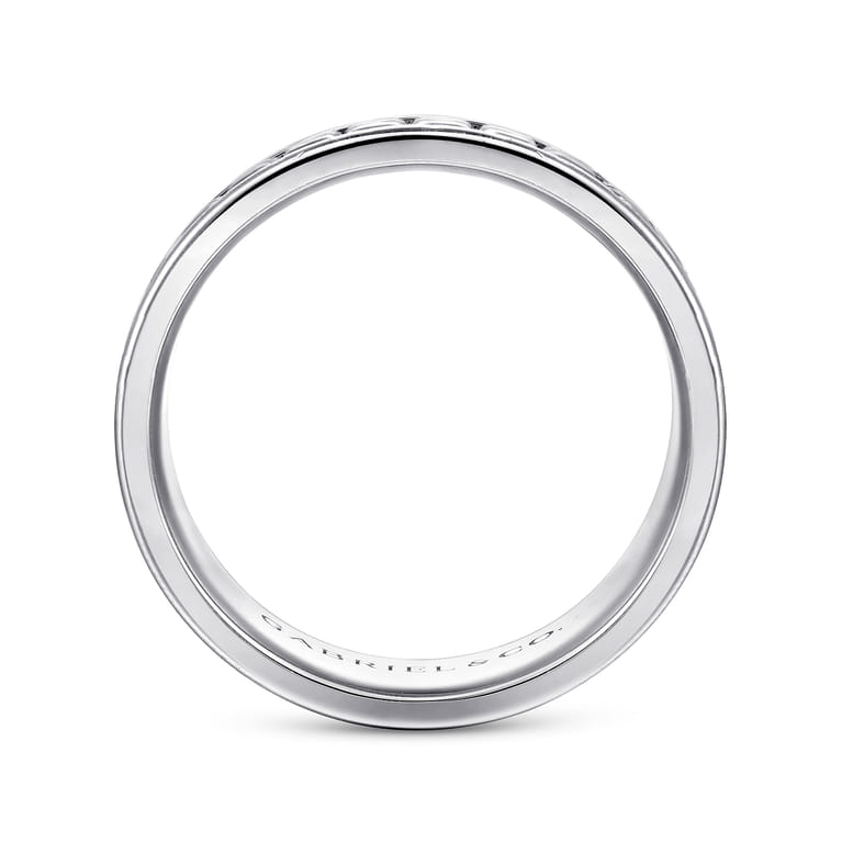 Hugo - 14K White Gold 7mm - Men's Wedding Band High Polish Finish in High Polished Finish - Shot 2