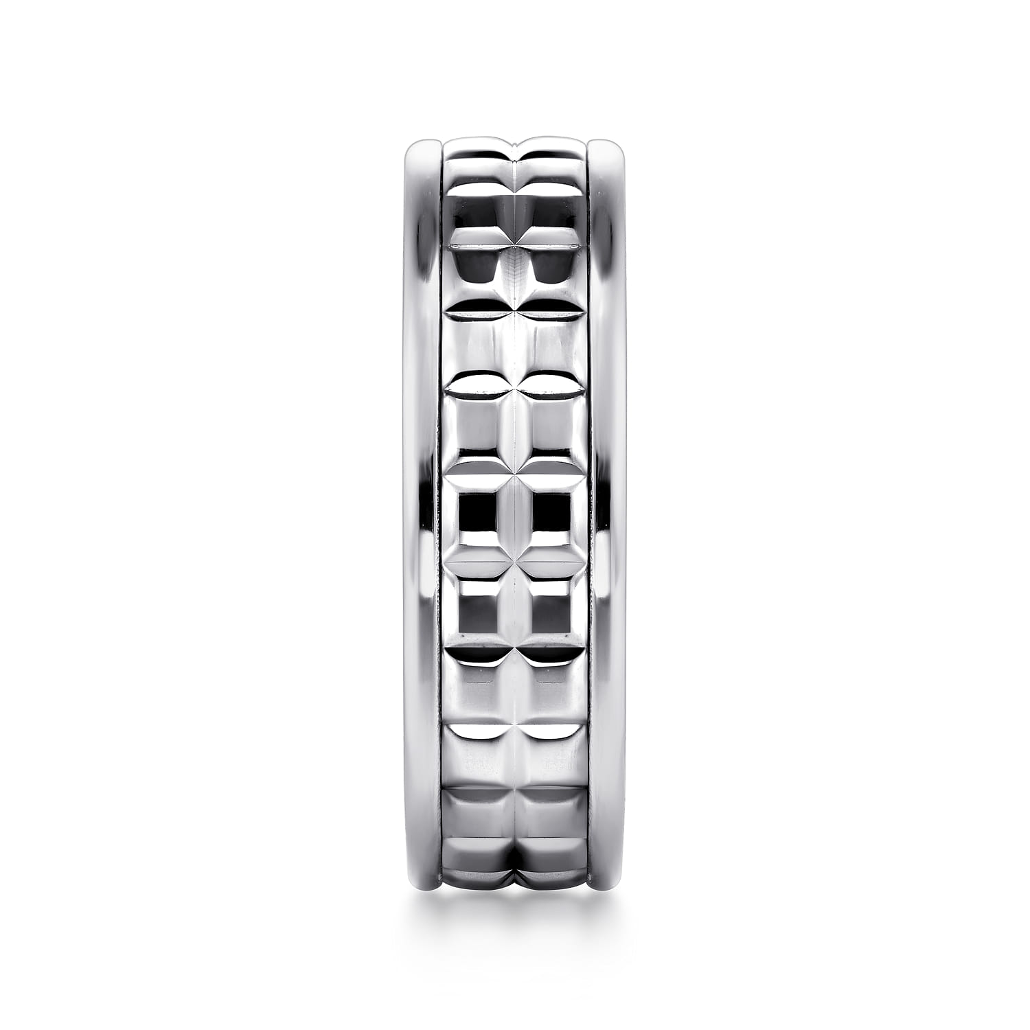 Hugo - 14K White Gold 7mm - Men's Wedding Band High Polish Finish in High Polished Finish - Shot 4
