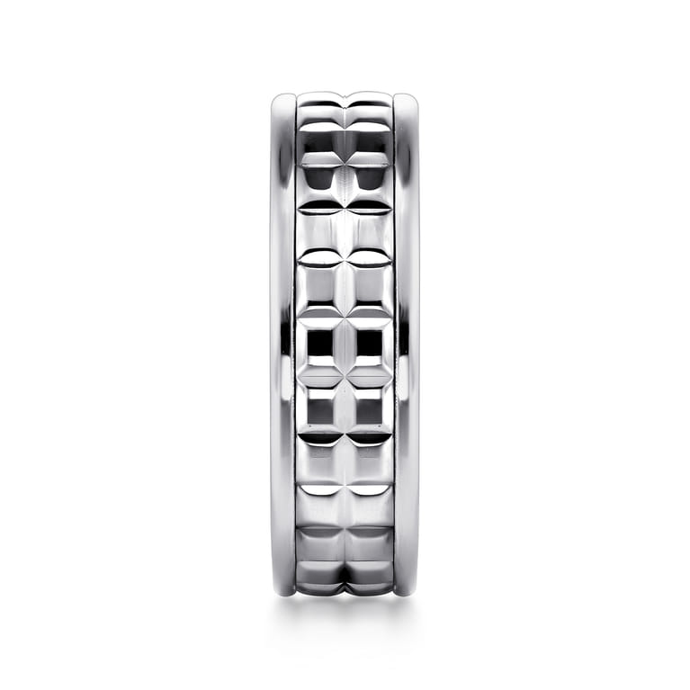 Hugo - 14K White Gold 7mm - Men's Wedding Band High Polish Finish in High Polished Finish - Shot 4