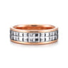 Hugo - 14K White-Rose Gold 7mm - Square Inlay Men's Two Tone Wedding Band