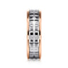 Hugo - 14K White-Rose Gold 7mm - Square Inlay Men's Two Tone Wedding Band