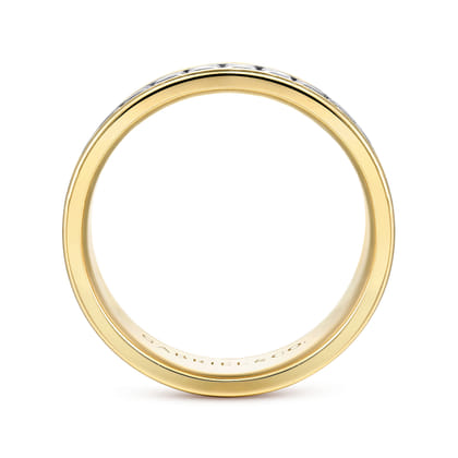 Hugo - 14K White-Yellow Gold 7mm - Men's Wedding Band High Polish Finish in High Polished Finish