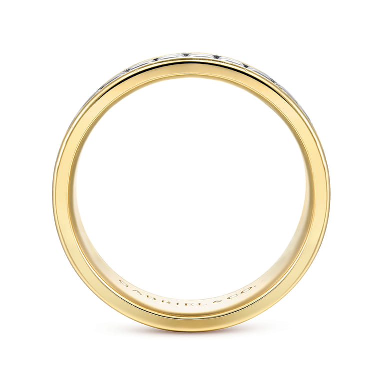 Hugo - 14K White-Yellow Gold 7mm - Men's Wedding Band High Polish Finish in High Polished Finish - Shot 2