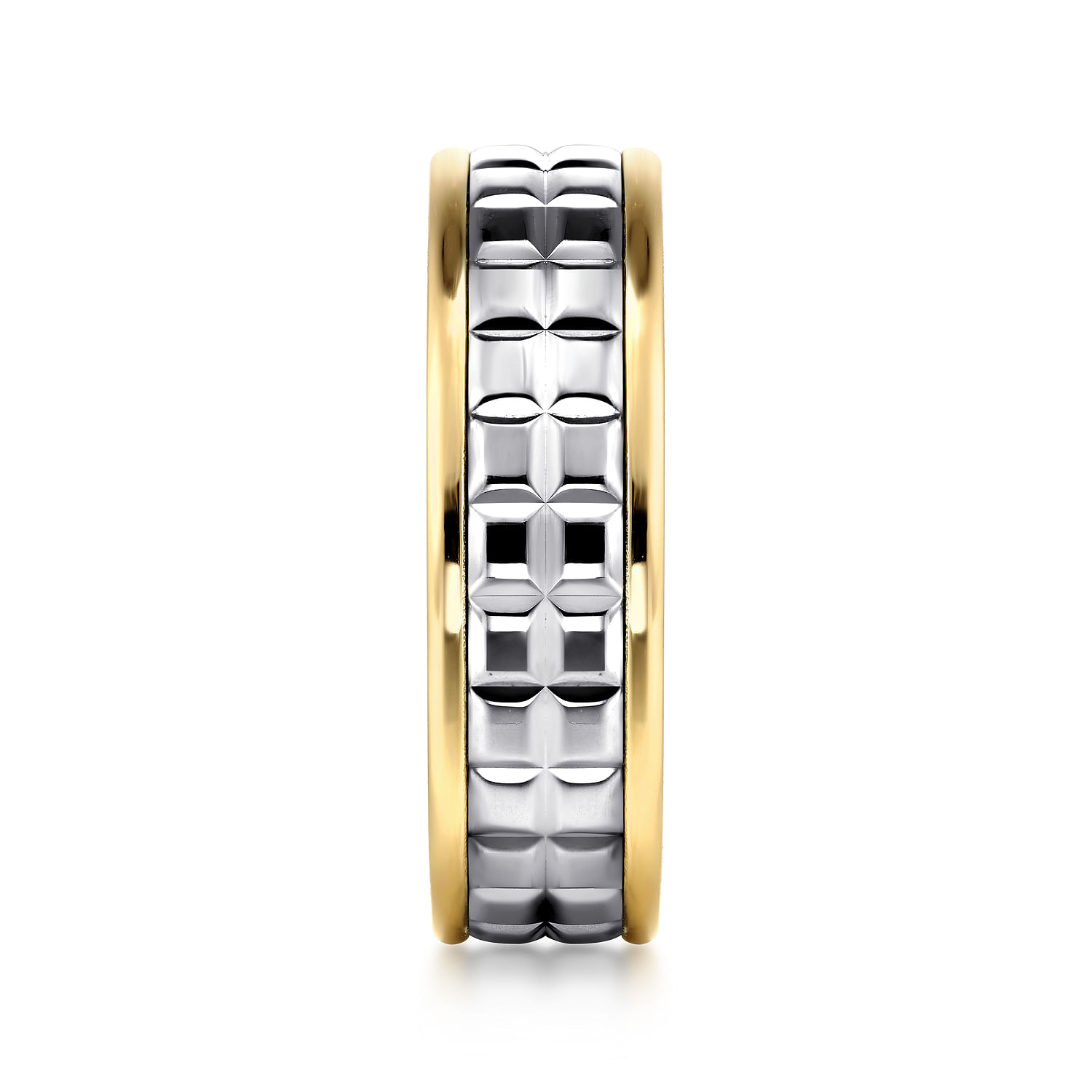 Hugo - 14K White-Yellow Gold 7mm - Men's Wedding Band High Polish Finish in High Polished Finish