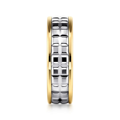 Hugo - 14K White-Yellow Gold 7mm - Men's Wedding Band High Polish Finish in High Polished Finish
