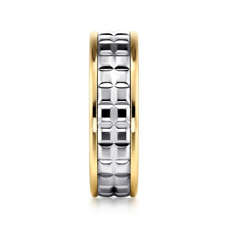 Hugo - 14K White-Yellow Gold 7mm - Men's Wedding Band High Polish Finish in High Polished Finish - Shot 4