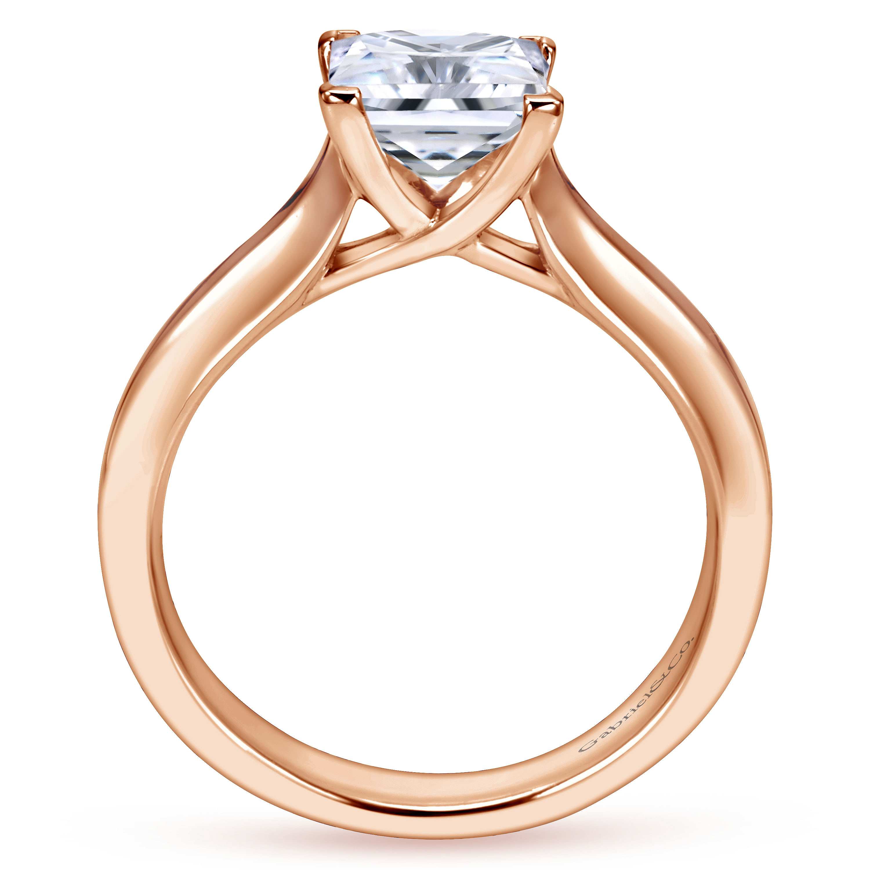 Hunter - 14K Rose Gold Princess Cut Diamond Engagement Ring - Shot 2