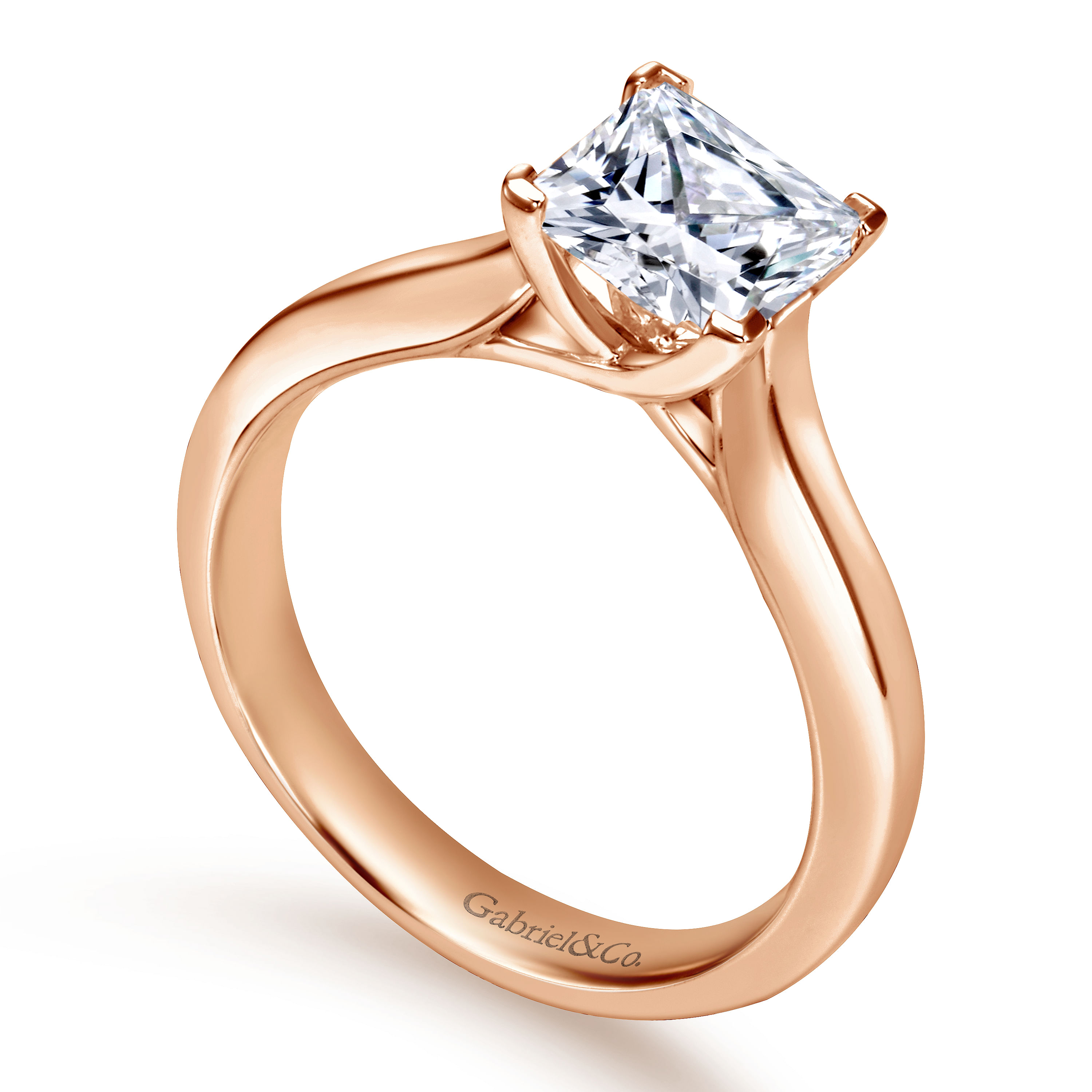 Hunter - 14K Rose Gold Princess Cut Diamond Engagement Ring - Shot 3