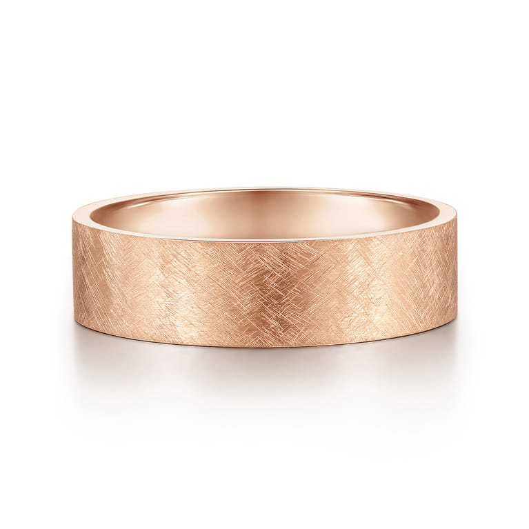 Ian - 14K Rose Gold 6mm - Men's Wedding Band in Brushed Finish - Shot 1