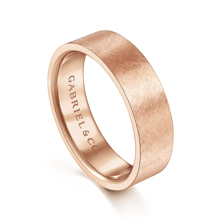 Ian - 14K Rose Gold 6mm - Men's Wedding Band in Brushed Finish - Shot 3