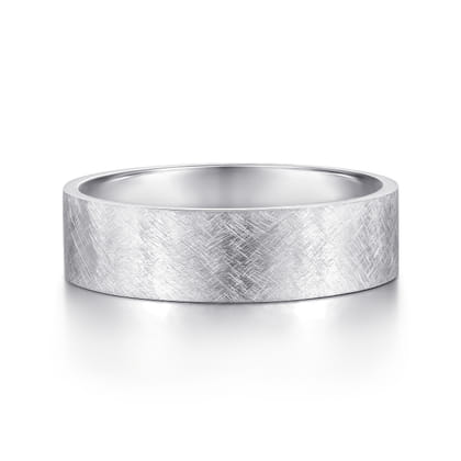 Ian - 14K White Gold 6mm - Men's Wedding Band in Brushed Finish