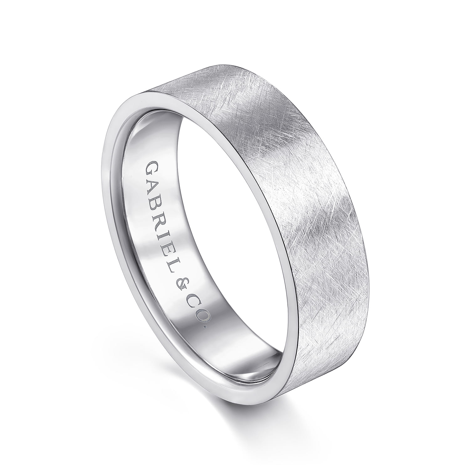 Ian - 14K White Gold 6mm - Men's Wedding Band in Brushed Finish - Shot 3