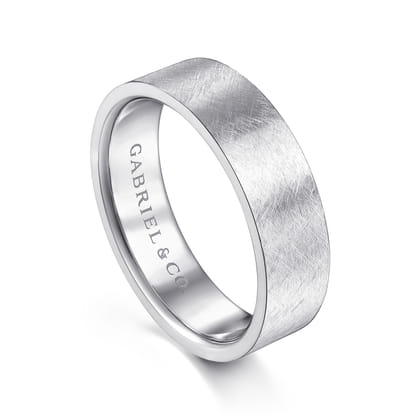 Ian - 14K White Gold 6mm - Men's Wedding Band in Brushed Finish