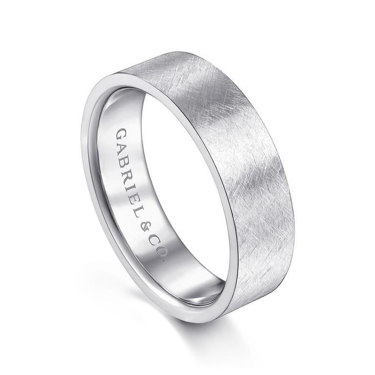 Ian - 14K White Gold 6mm - Men's Wedding Band in Brushed Finish - Shot 3
