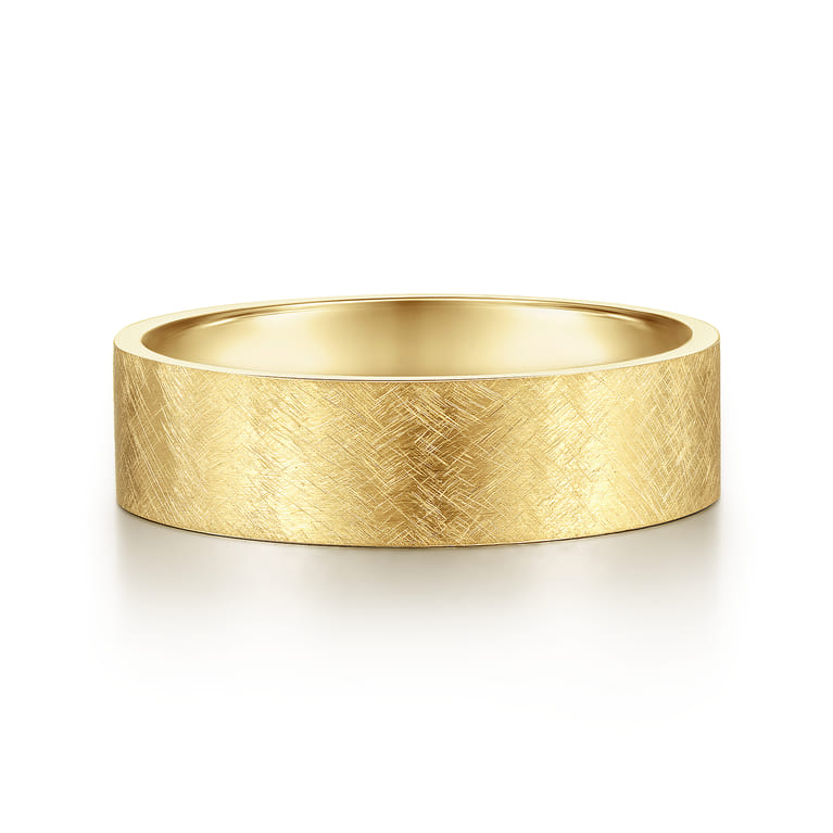 Ian - 14K Yellow Gold 6mm - Men's Wedding Band in Brushed Finish - Shot 1