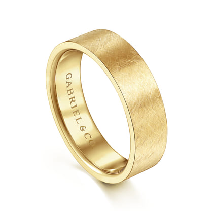 Ian - 14K Yellow Gold 6mm - Men's Wedding Band in Brushed Finish