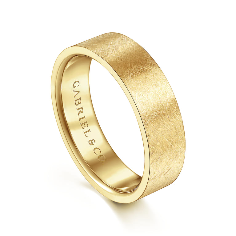 Ian - 14K Yellow Gold 6mm - Men's Wedding Band in Brushed Finish - Shot 3