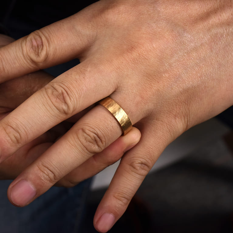 Ian - 14K Yellow Gold 6mm - Men's Wedding Band in Brushed Finish - Shot 5