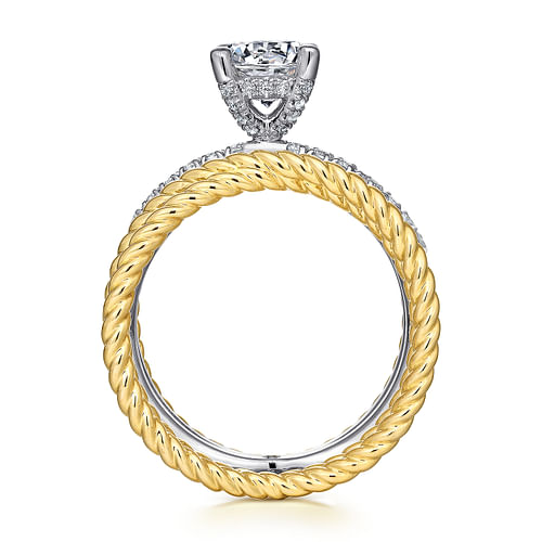 Iceland - 14K White-Yellow Gold Free Form Round Diamond Engagement Ring - 0.54 ct - Shot 2