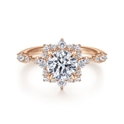 14K Rose Gold Fancy Halo Round Diamond Engagement Ring