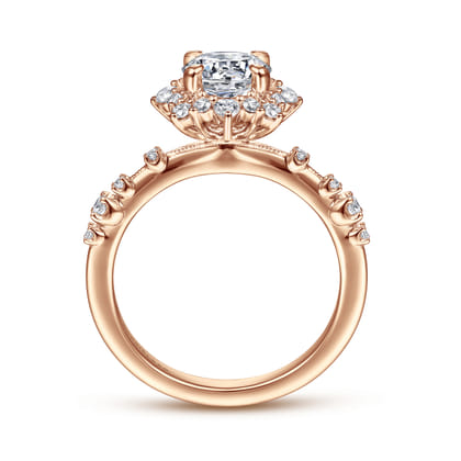 Idalia - 14K Rose Gold Fancy Halo Round Diamond Engagement Ring