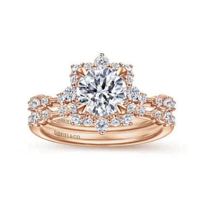 Idalia - 14K Rose Gold Fancy Halo Round Diamond Engagement Ring