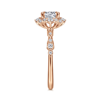 Idalia - 14K Rose Gold Fancy Halo Round Diamond Engagement Ring