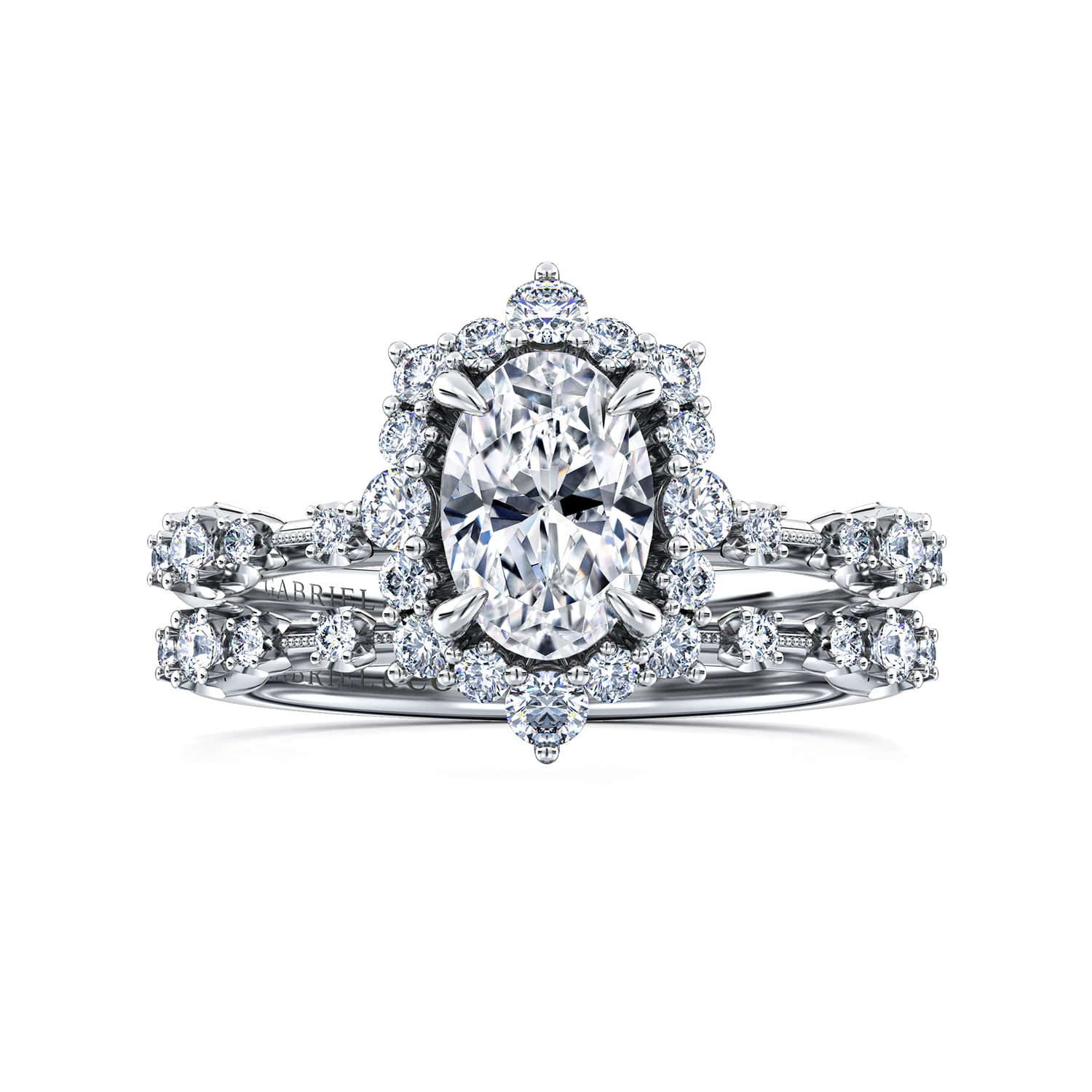 Idalia - 14K White Gold Fancy Halo Oval Diamond Engagement Ring