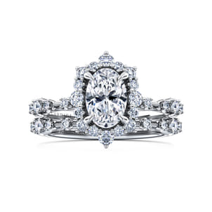 Idalia - 14K White Gold Fancy Halo Oval Diamond Engagement Ring