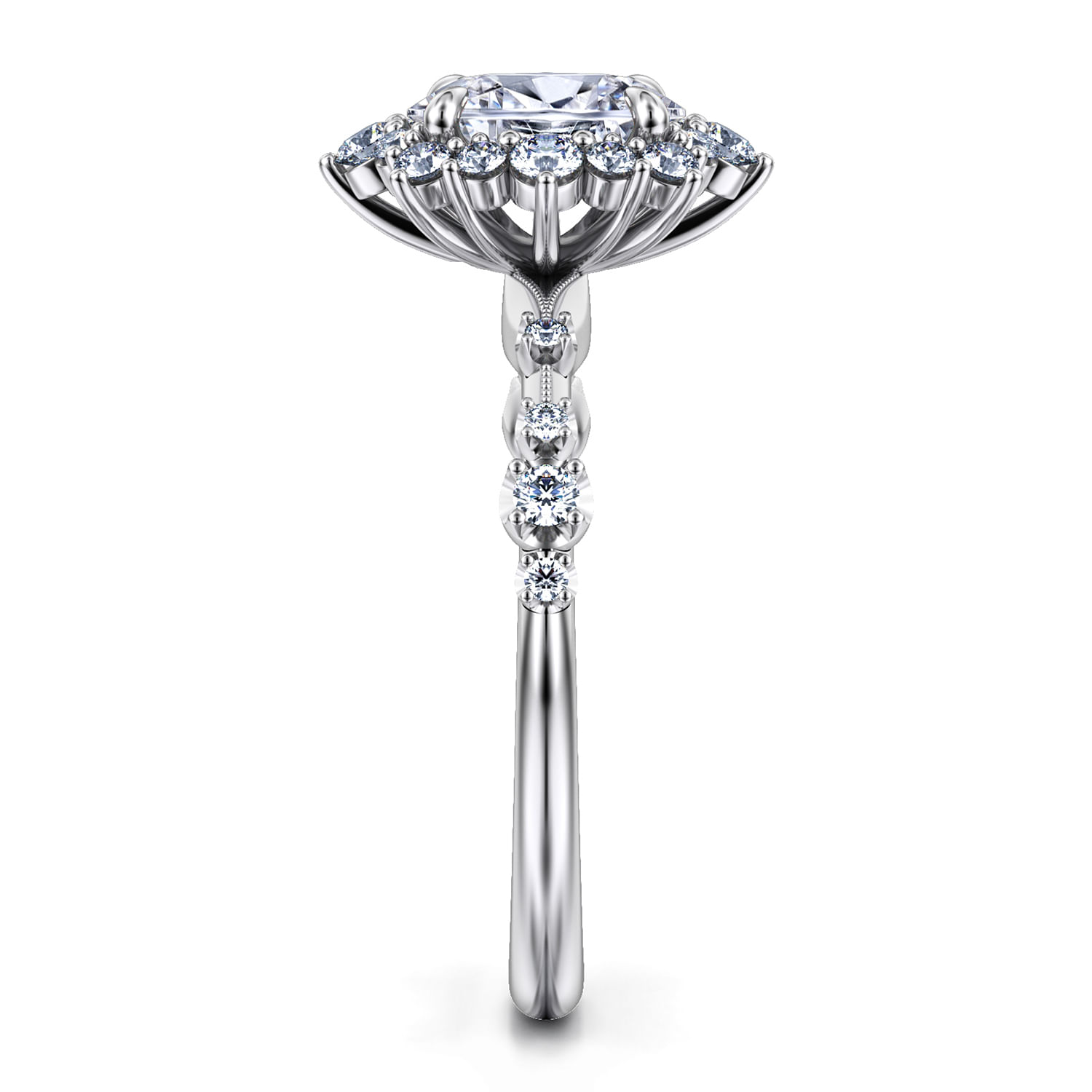 Idalia - 14K White Gold Fancy Halo Oval Diamond Engagement Ring