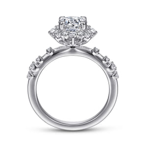 Idalia - 14K White Gold Fancy Halo Round Diamond Engagement Ring