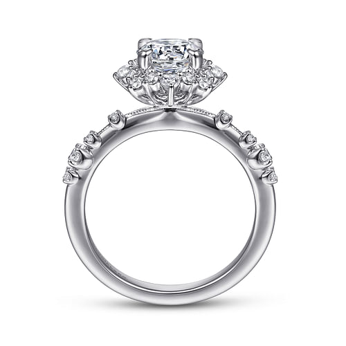 Idalia - 14K White Gold Fancy Halo Round Diamond Engagement Ring - 0.37 ct - Shot 2
