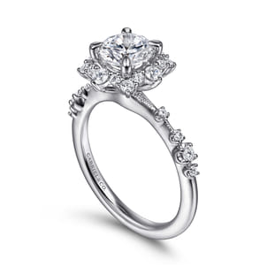 Idalia - 14K White Gold Fancy Halo Round Diamond Engagement Ring