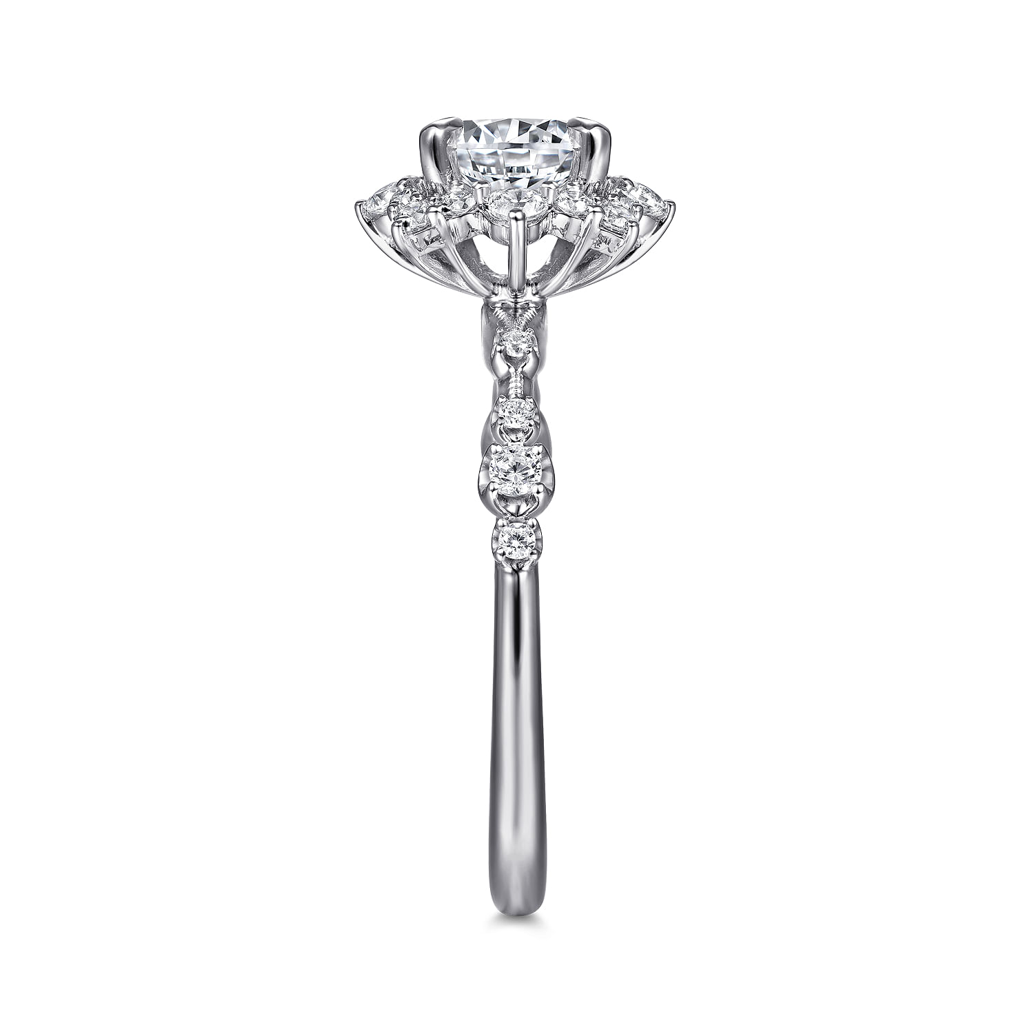 Idalia - 14K White Gold Fancy Halo Round Diamond Engagement Ring