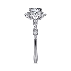 Idalia - 14K White Gold Fancy Halo Round Diamond Engagement Ring