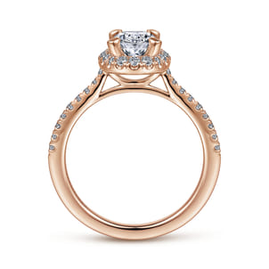Idina - 14K Rose Gold Oval Halo Diamond Engagement Ring