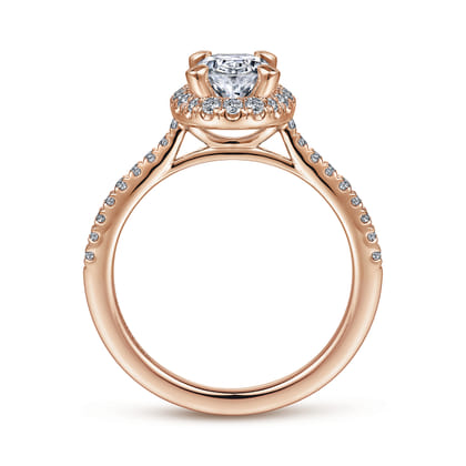 Idina - 14K Rose Gold Oval Halo Diamond Engagement Ring