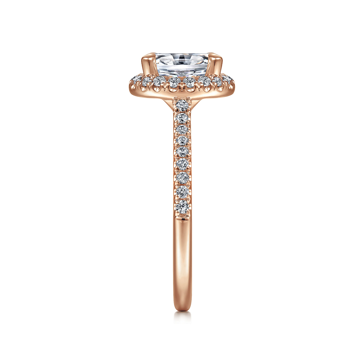 Idina - 14K Rose Gold Oval Halo Diamond Engagement Ring