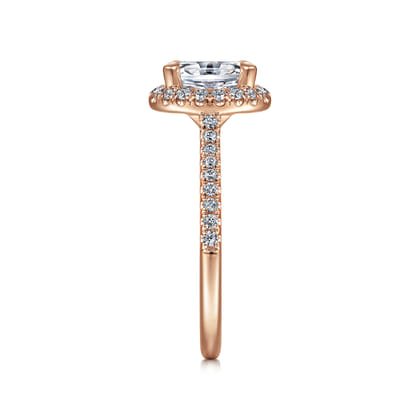 Idina - 14K Rose Gold Oval Halo Diamond Engagement Ring
