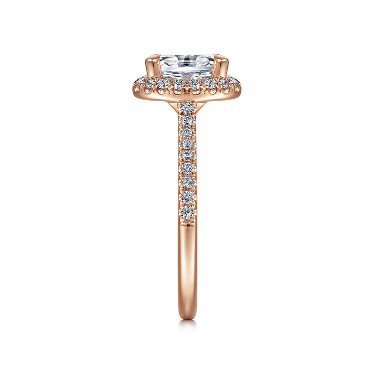 Idina - 14K Rose Gold Oval Halo Diamond Engagement Ring