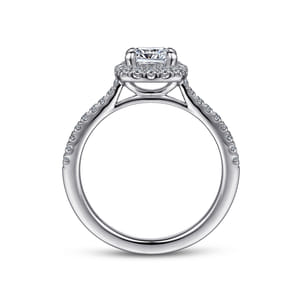 Idina - 14K White Gold Cushion Halo Diamond Engagement Ring