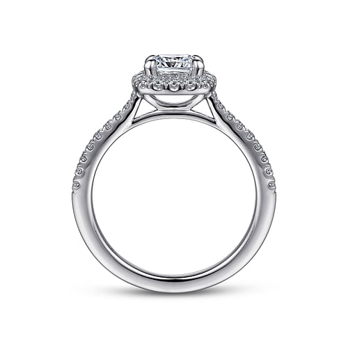 Idina - 14K White Gold Cushion Halo Diamond Engagement Ring - 0.32 ct - Shot 2