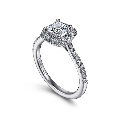 Idina - 14K White Gold Cushion Halo Diamond Engagement Ring - 0.32 ct - Shot 3