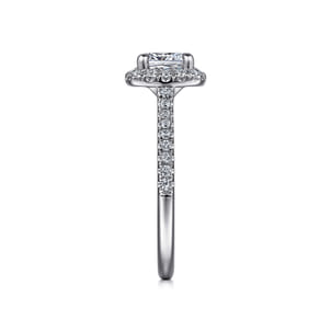 Idina - 14K White Gold Cushion Halo Diamond Engagement Ring