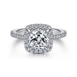 Idina - 14K White Gold Cushion Halo Diamond Engagement Ring