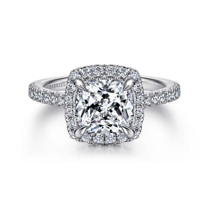 Idina - 14K White Gold Cushion Halo Diamond Engagement Ring