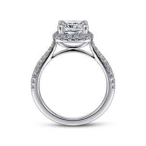 Idina - 14K White Gold Cushion Halo Diamond Engagement Ring