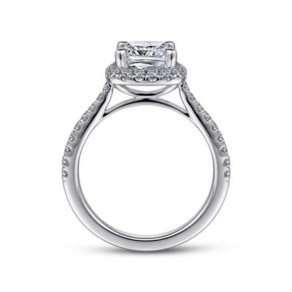 Idina - 14K White Gold Cushion Halo Diamond Engagement Ring
