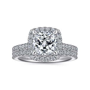 Idina - 14K White Gold Cushion Halo Diamond Engagement Ring