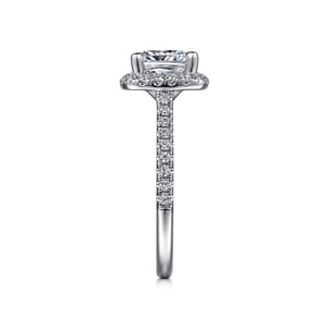 Idina - 14K White Gold Cushion Halo Diamond Engagement Ring